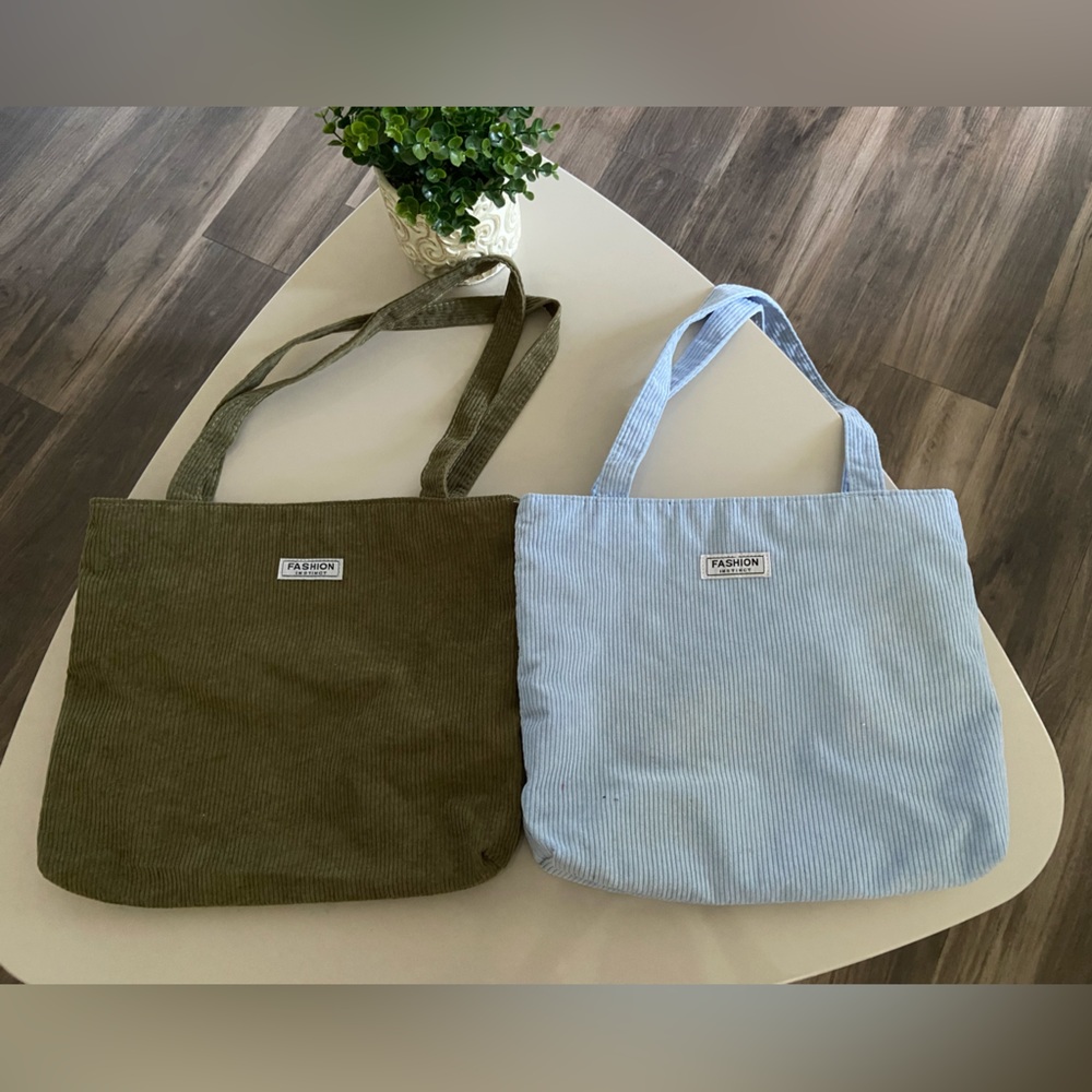 Corduroy tote handbags  green blue